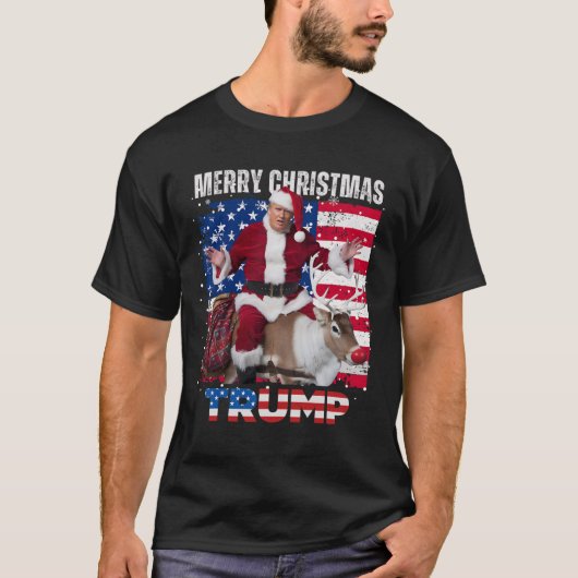 T-shirt Vainqueur du dîner de Noël Père Noël Trump Ugly Sw (Devant)