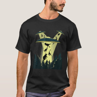T-shirt Vaisseau spatial d'enlèvement d'aliens dinosaures