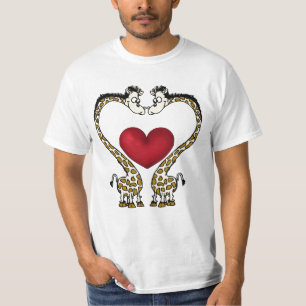 T Shirt-Valentijns Giraffe-Mannen, jongen, dame, m T-shirt