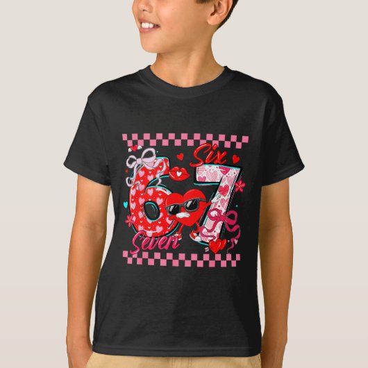 T-shirt Valentine 67 Six Seven Meme Dabbing Hearts Matchin (Devant)