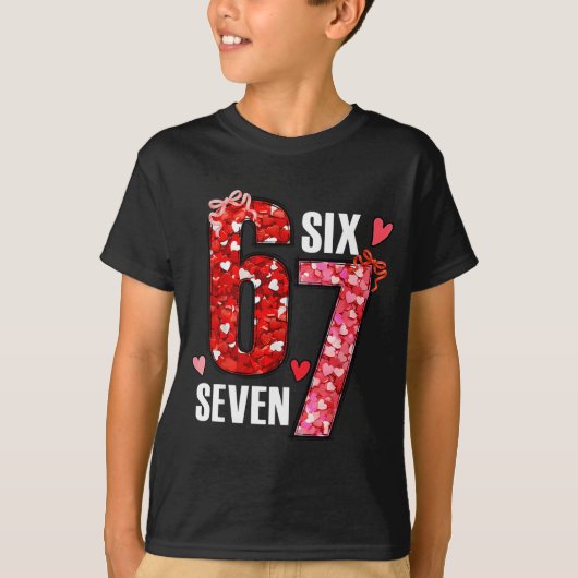 T-shirt Valentine 67 Six Seven Rose Hearts Bow Valentine’s (Devant)