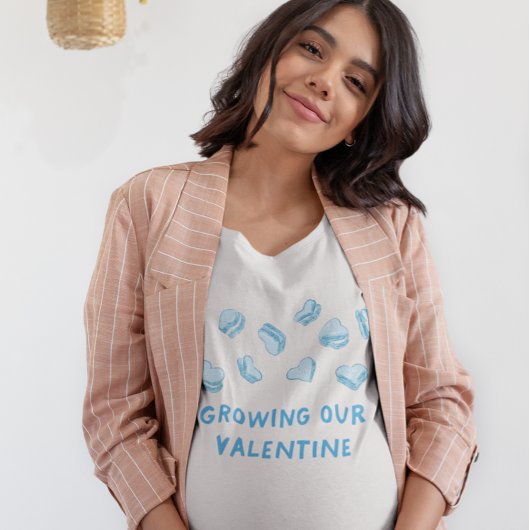 T-shirt Valentine Bébé Grossesse Coeurs Bleus