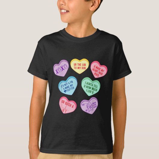 T-shirt Valentine Cardiologist Hearts Candy Ekg Tech Telem (Devant)
