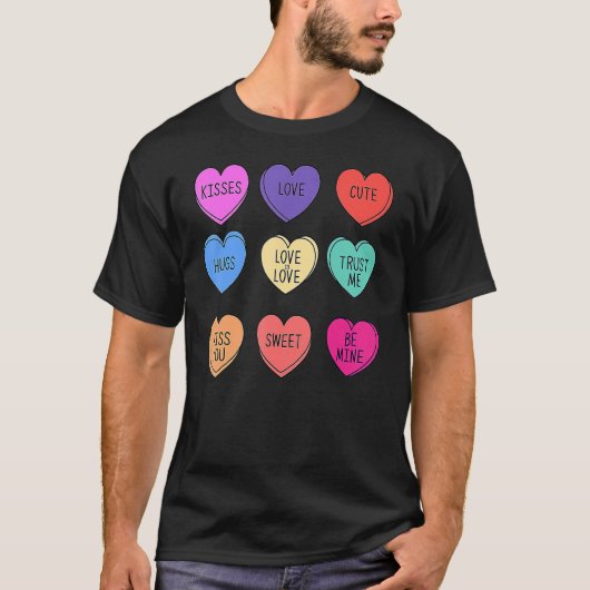 T-shirt Valentine Conversation Coeurs Candy Heureux Valent (Devant)