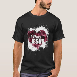 T-shirt Valentine Day Love Like Jesus Leopard Hearts Men W
