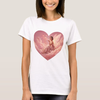 T-shirt Valentine Fairy on Pink Clouds Fantasy Art