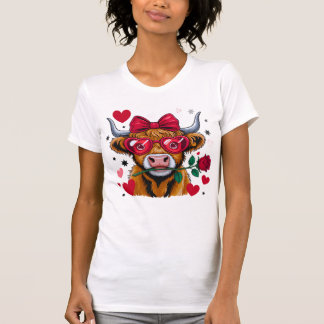 T-shirt Valentine Highland Cow PNG Sublimation Des