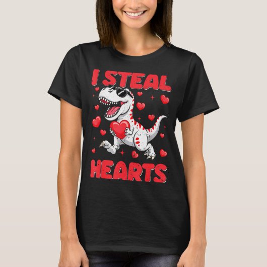 T-shirt Valentine I Steal Hearts Trex Dino Toddler Kids Ba (Devant)