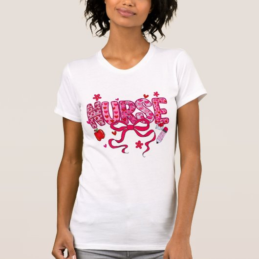 T-shirt Valentine Nurse PNG Sublimation Design (Devant)