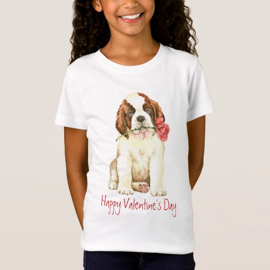 T-Shirt Valentine Rose St. Bernard (Devant)