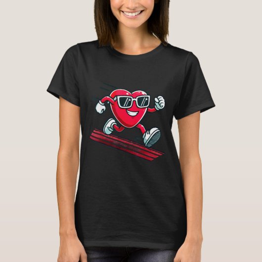 T-shirt Valentine’s Day Love Heart Runner Track Running  (Devant)