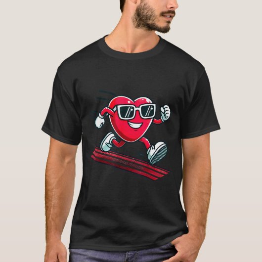 T-shirt Valentine’s Day Love Heart Runner Track Running  (Devant)