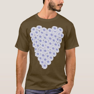 T-shirt Valentines au coeur floral bleu et blanc