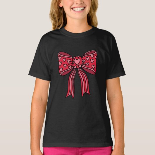 T-shirt Valentines bow,  hearts bow  (Devant)