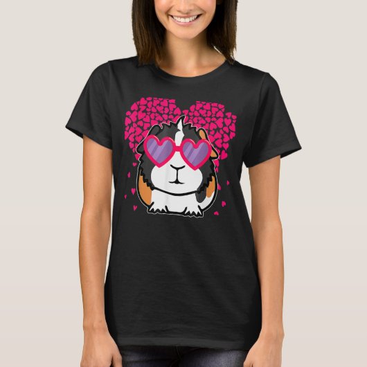 T-shirt Valentines Coeurs Guinée Cochon Saint Valentin pou (Devant)