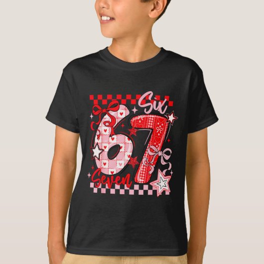 T-shirt Valentine's Day 67 Six Seven Preppy Hearts Coquett (Devant)