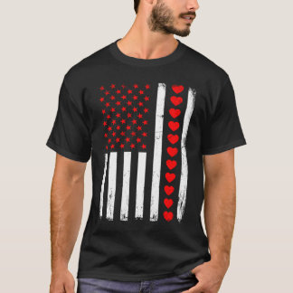 T-shirt Valentines Day American Flag Hearts Him Her Boys G
