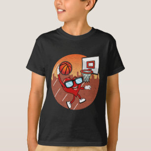 T-shirt Valentines Day Basketball Heart Dunking Ball Boys