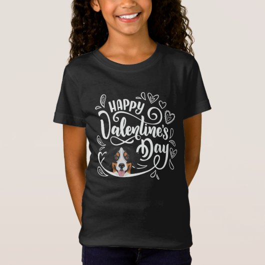 T-Shirt Valentine's Day Bernese Mountain Dog (Devant)