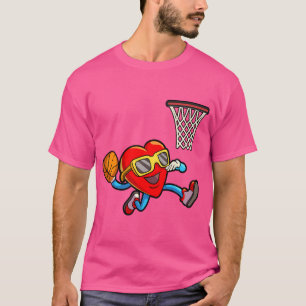 T-shirt Valentines Day Boys Hommes Heart Dunking Basketbal