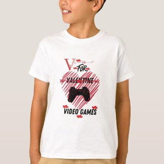 T-shirt Valentines Day Boys Kids Son V Is For Video Games