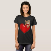 T-shirt Valentines Day Chat w Red Heart mignon chaton vale (Devant entier)