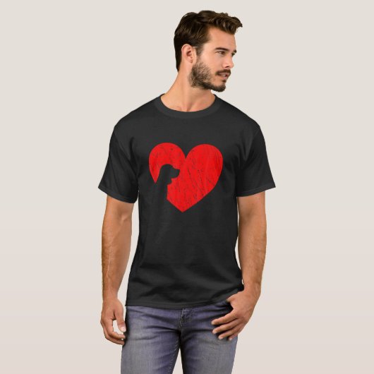 T-shirt Valentines Day Coeurs rétro Beagle Chien Chien Chi (Devant entier)