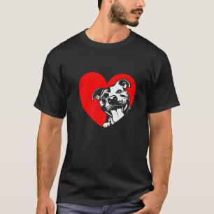 T-shirt Valentines Day Coeurs rétro Pitbull Chien Chien Ch