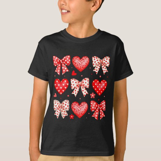 T-shirt Valentines Day Coquette Bow Hearts Leopard Women G (Devant)