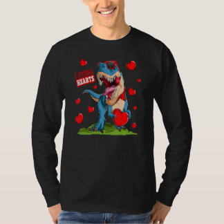 T-shirt Valentines Day Dinosaur I Steal Hearts Boys Men Lo