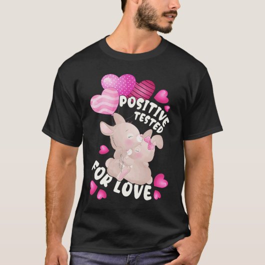 T-shirt Valentine's day for couples bunnies with heart bal (Devant)