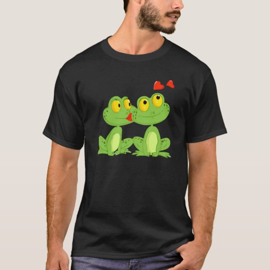 T-shirt Valentines Day Frogs Heart Boyfriend Girlfriend (Devant)