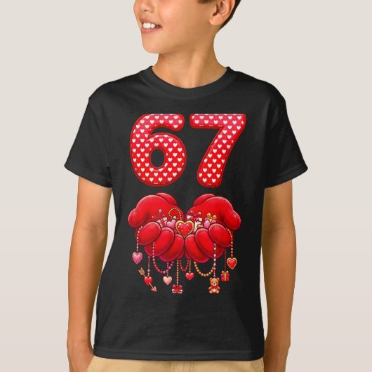 T-shirt Valentines Day Funny 67 Six Seven Valentine Heart  (Devant)