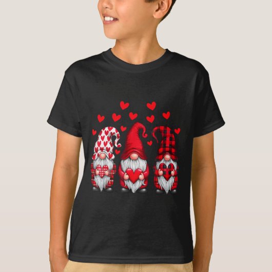 T-shirt Valentines Day Gnomes Cute Red Hearts Love Gnome W (Devant)