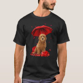 T-shirt Valentines Day Goldendoodle Umbrella Heart Puppy D (Devant)