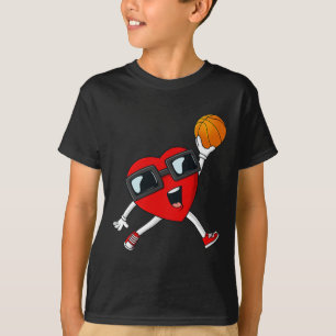 T-shirt Valentines Day Heart Dunking A Basketball Boys Gir