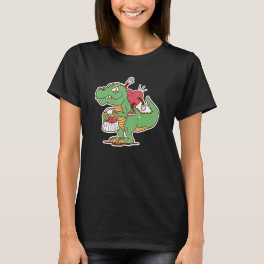 T-shirt Valentines Day Heart Riding Dinosaur Rex V Day Sa (Devant)