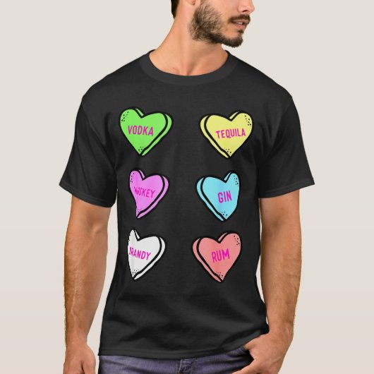 T-shirt Valentines Day Hearts Drinking Liquor Lovers Anti  (Devant)