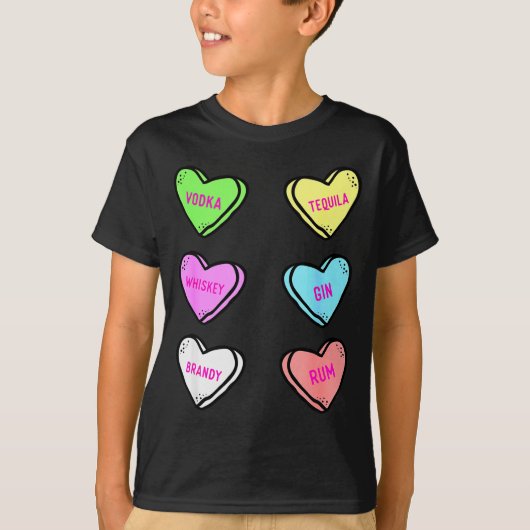 T-shirt Valentines Day Hearts Drinking Liquor Lovers Anti (Devant)