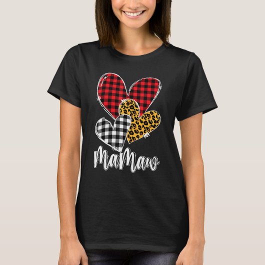 T-shirt valentines day leopard mamaw Buffalo Plaid mamaw l (Devant)