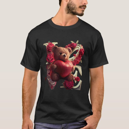 T-shirt Valentine's Day Love Heart Bear Teddy Girlfriend (Devant)