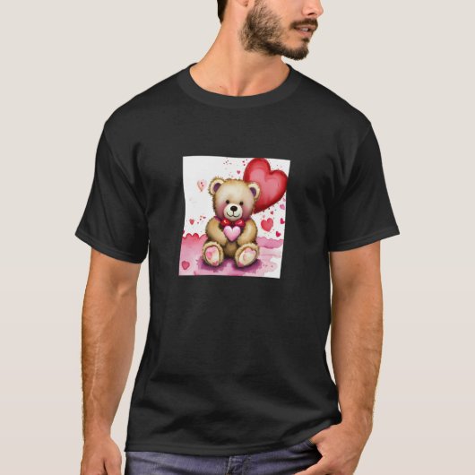 T-shirt Valentine's Day Love Heart Bear Teddy Girlfriend F (Devant)