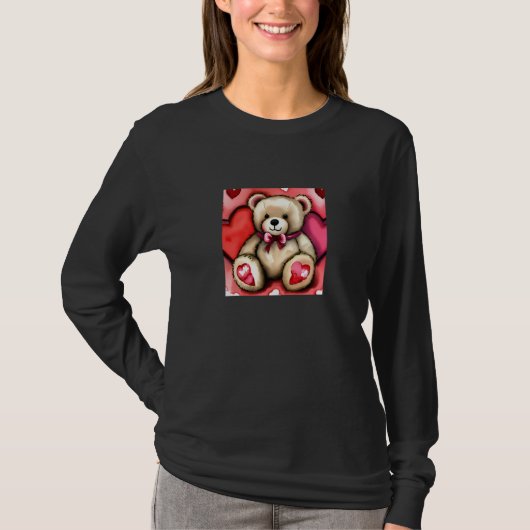 T-shirt Valentine's Day Love Heart Bear Teddy Girlfriend F (Devant)