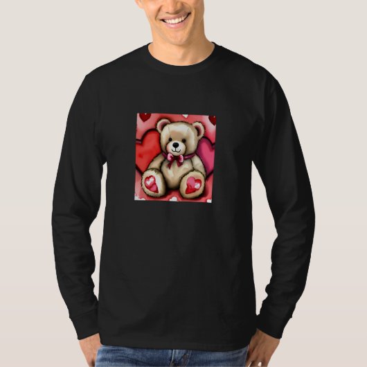 T-shirt Valentine's Day Love Heart Bear Teddy Girlfriend F (Devant)