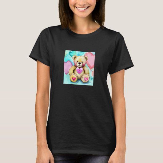 T-shirt Valentine's Day Love Heart Bear Teddy Girlfriend F (Devant)