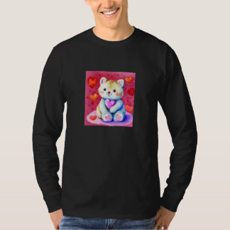 T-shirt Valentine's Day Love Heart Cat Teddy Girlfriend Fi