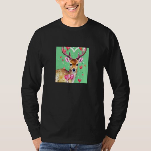 T-shirt Valentine's Day Love Heart Cute Deer Girlfriend Fi (Devant)