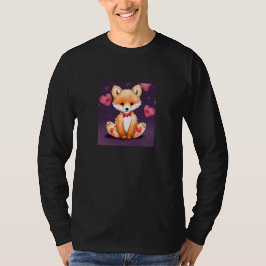 T-shirt Valentine's Day Love Heart Fox Teddy Girlfriend Fi (Devant)