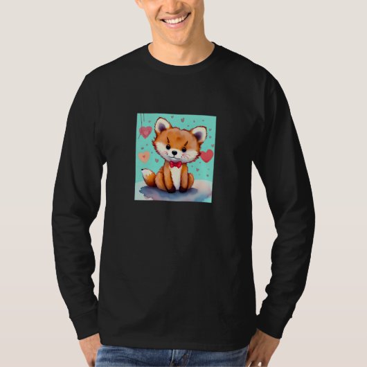 T-shirt Valentine's Day Love Heart Fox Teddy Girlfriend Fi (Devant)