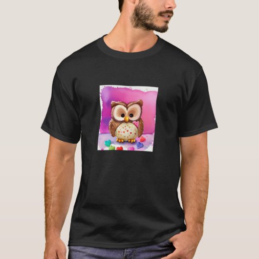 T-shirt Valentine's Day Love Heart Owl Teddy Girlfriend Fi (Devant)